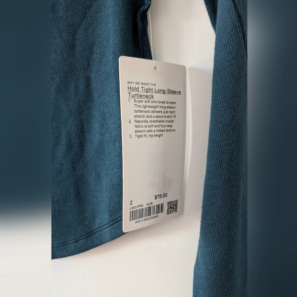 Hold Tight Long-Sleeve Turtleneck, Indochine Blue, Size 2, NWT - Picture 5 of 7